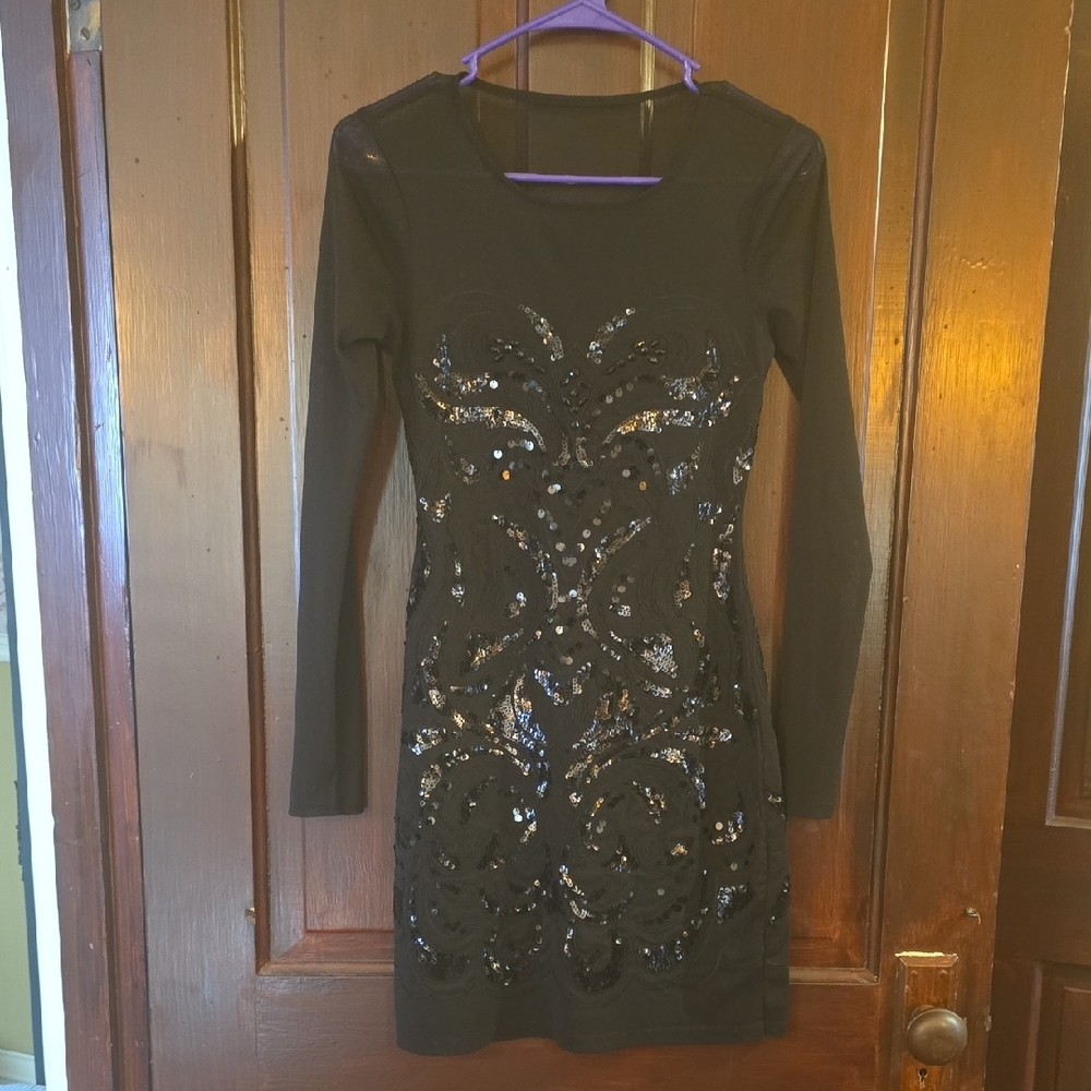 Express Black Sequin Bodycon Dress